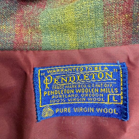 ✅ Mens L VTG Pendleton Plaid Shacket Jacket Button Up 100% Virgin Wool Southwest - Picture 3 of 10